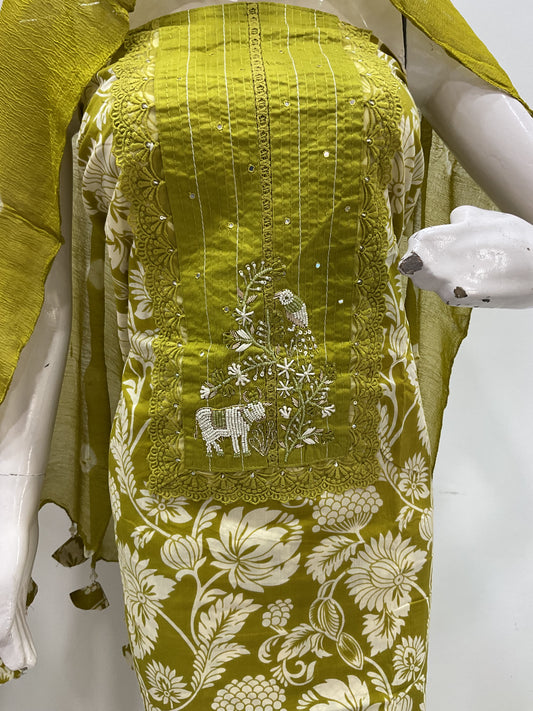 Green beautiful suit white print