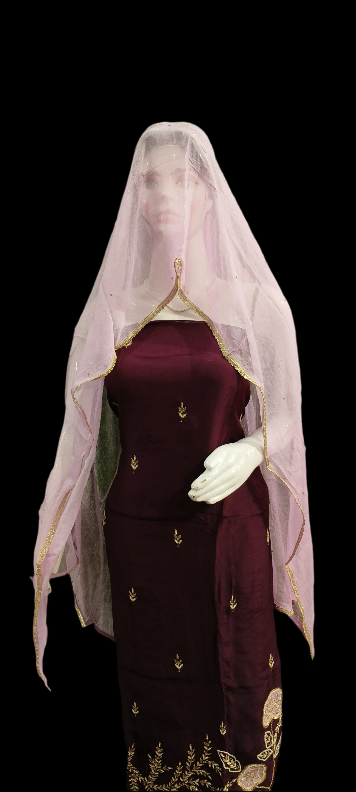 Wine silk suit